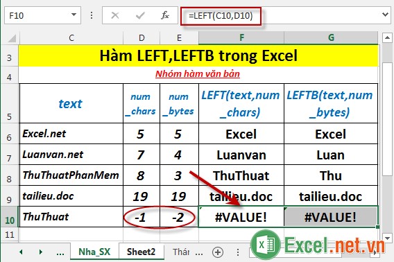 Hàm LEFT, LEFTB trong Excel 8
