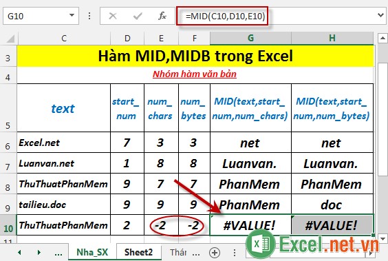 Hàm MID,MIDB trong Excel 8