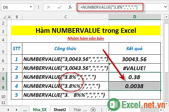Hàm NUMBERVALUE trong Excel 5