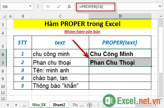 Hàm PROPER trong Excel 4