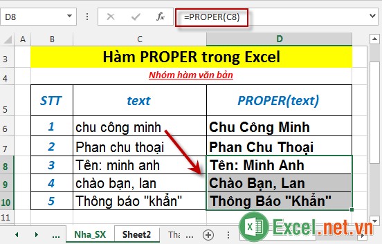 Hàm PROPER trong Excel 5