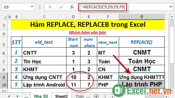 Hàm REPLACE, REPLACEB trong Excel 5
