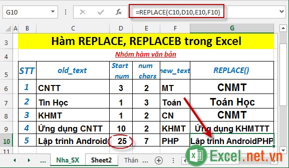 Hàm REPLACE, REPLACEB trong Excel 6