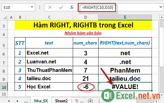 Hàm RIGHT, RIGHTB trong Excel 6
