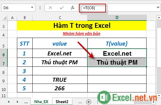 Hàm T trong Excel 4