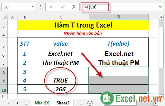 Hàm T trong Excel 5