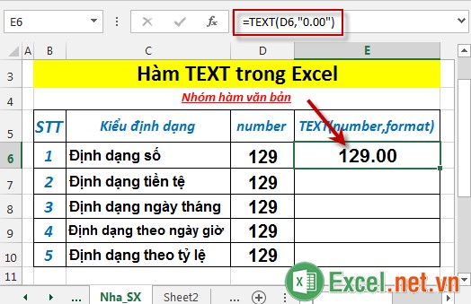 Hàm TEXT trong Excel 3