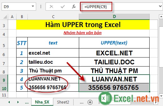 Hàm UPPER trong Excel 5