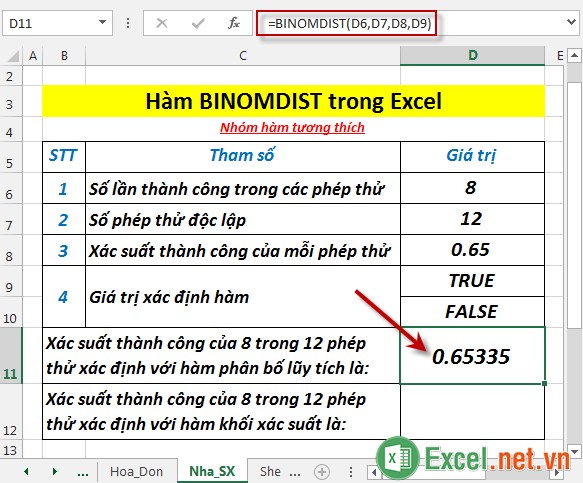 Hàm BINOMDIST trong Excel 3