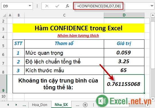 Hàm CONFIDENCE trong Excel 3