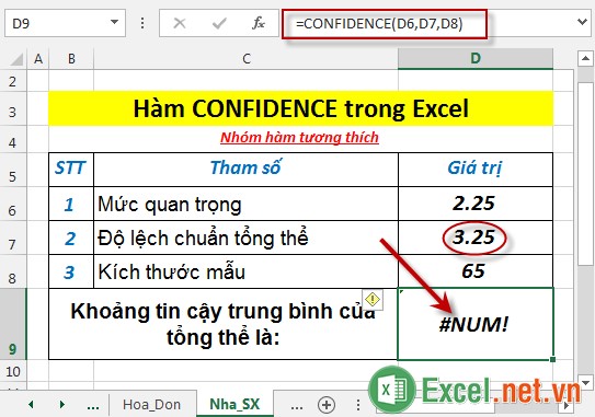 Hàm CONFIDENCE trong Excel 4