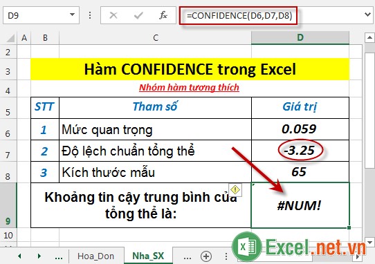 Hàm CONFIDENCE trong Excel 5