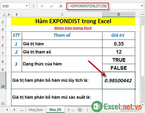 Hàm EXPONDIST trong Excel 3