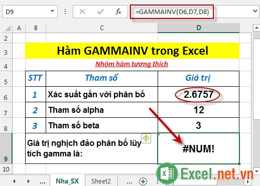 Hàm GAMMAINV trong Excel 5