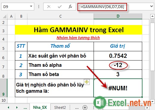 Hàm GAMMAINV trong Excel 6