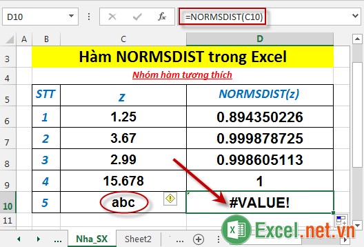 Hàm NORMSDIST trong Excel 5