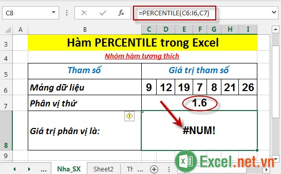 Hàm PERCENTILE trong Excel 4