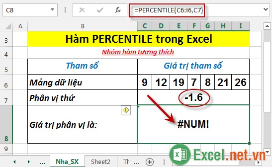 Hàm PERCENTILE trong Excel 5