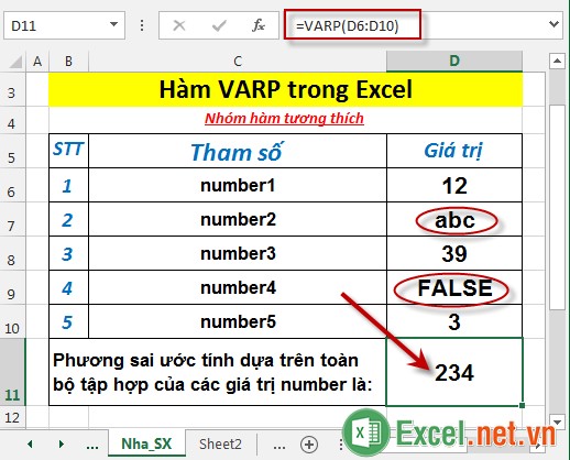 Hàm VARP trong Excel 4