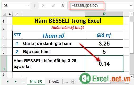 Hàm BESSELI trong Excel 3