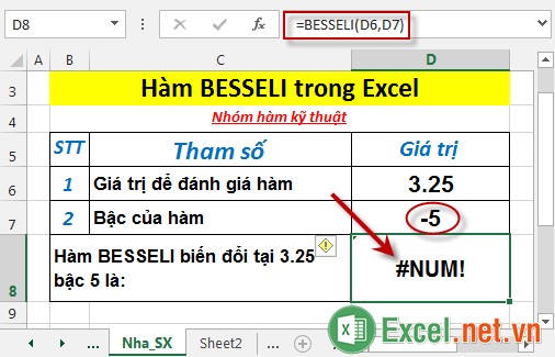 Hàm BESSELI trong Excel 6