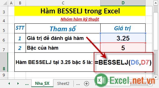 Hàm BESSELJ trong Excel 2
