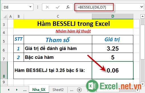 Hàm BESSELJ trong Excel 3