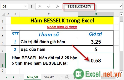 Hàm BESSELK trong Excel 3