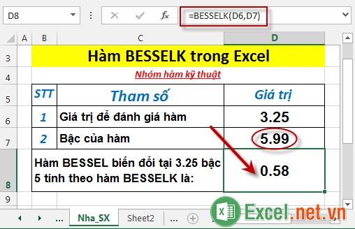 Hàm BESSELK trong Excel 4