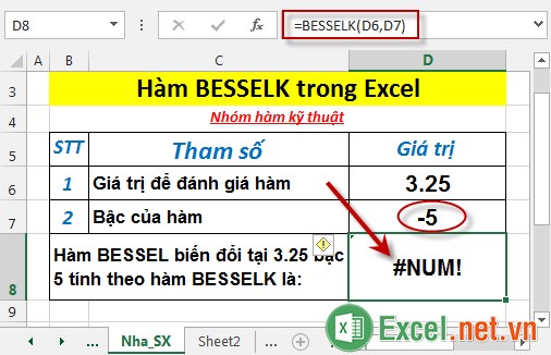 Hàm BESSELK trong Excel 6
