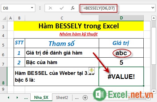 Hàm BESSELY trong Excel 5
