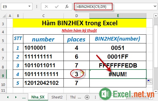 Hàm BIN2HEX trong Excel 5