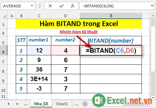 Hàm BITAND trong Excel 2