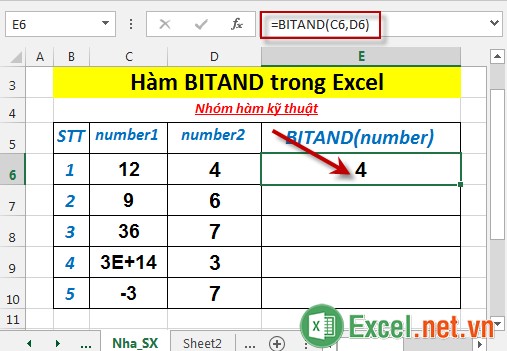 Hàm BITAND trong Excel 3