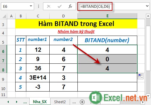 Hàm BITAND trong Excel 4