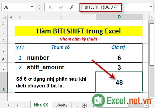 Hàm BITLSHIFT trong Excel 3