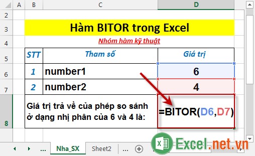 Hàm BITOR trong Excel 2