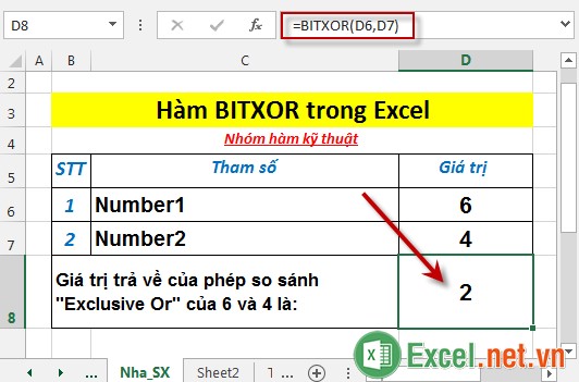 Hàm BITXOR trong Excel 3