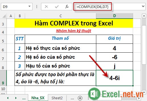 Hàm COMPLEX trong Excel 4