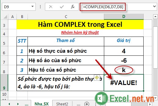 Hàm COMPLEX trong Excel 5