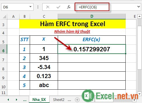 Hàm ERFC trong Excel 3