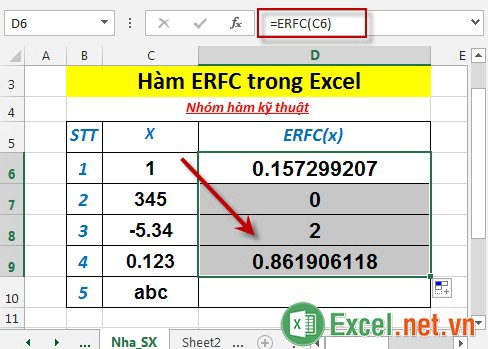 Hàm ERFC trong Excel 4