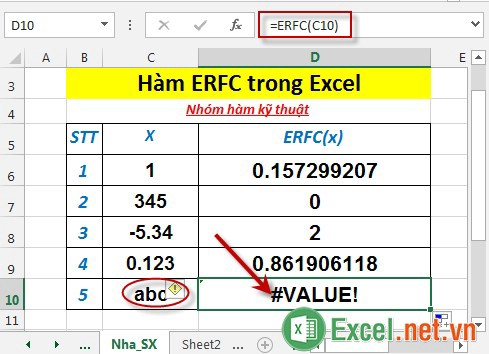 Hàm ERFC trong Excel 5