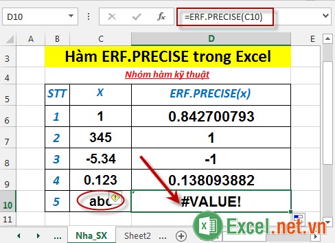 Hàm ERFPRECISE trong Excel 5