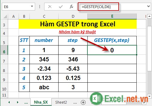 Hàm GESTEP trong Excel 3
