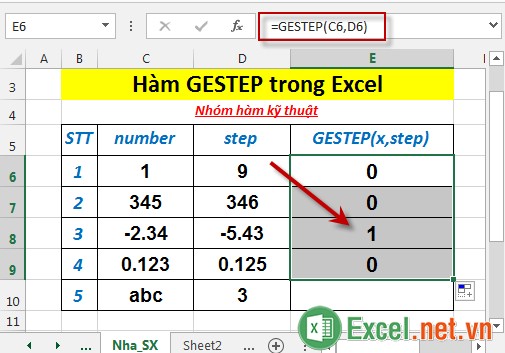 Hàm GESTEP trong Excel 4