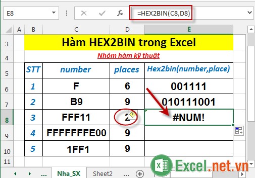 Hàm HEX2BIN trong Excel 5