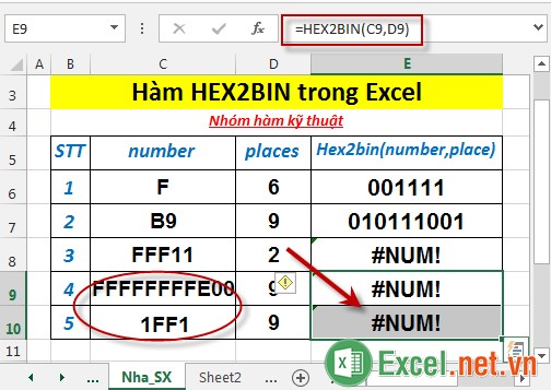Hàm HEX2BIN trong Excel 6