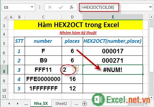 Hàm HEX2OCT trong Excel 5