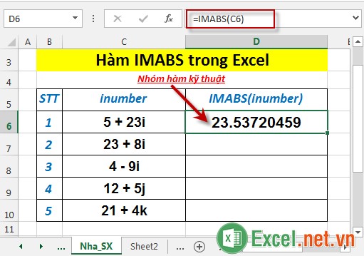 Hàm IMABS trong Excel 3